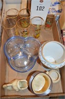 6 - Risque Glasses, Candy Dish, Fish, Toby Mug
