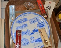 Snack Tray, Alliance Centennial Plate, Spoons