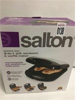 SALTON 3IN1 GRILL SANDWICH AND WAFFLE MAKER