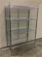 4 Shelf Storage Rack w/ Back & Side Metal Screen