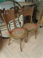 > 2 antique oak chairs