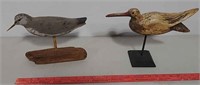 Two wooden shorebirds