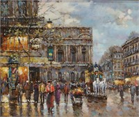 DAVID YOUNG PARISIAN STREET SCENE PAINTING ON CANV