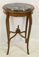 VINTAGE FRENCH MARBLE TOP TABLE WITH GILT BRONZE M