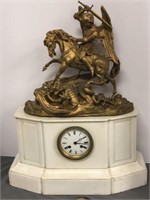 Bronze St. Michael on Marble Clock