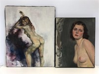 2 Nude female paintings by Ben Marcune