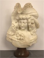 White Marble Bust with hair bow