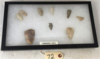 Lot of 9 arrowheads in case