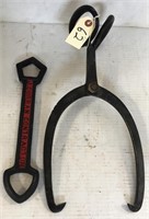 15" Ice tongue K I Co. # 5 & large wrench