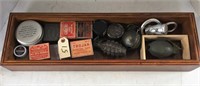 Wooden advertising box w/contents