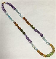 Multi Color Beaded Necklace, 14k Gold Filled Clasp