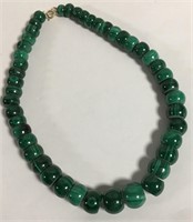 14k Gold And Malachite Beaded Necklace