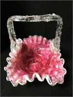 Art Glass Cranberry Basket