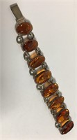 Sterling Silver And Amber Bracelet
