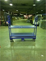 60"  Blue metal cart with 2 shelves
