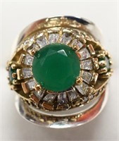 Ladies Sterling Silver Emerald Estate Ring