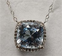 Ladies Sterling Silver Blue Topaz Necklace