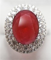 Ladies Sterling Silver 6.79 Ct. Ruby Estate Ring