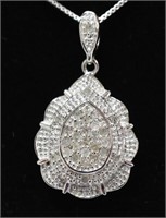 Ladies Sterling Silver 1 Ct.  Diamond Necklace