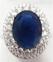 Ladies Sterling Silver 6.69 Ct. Sapphire Ring