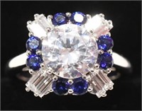 Ladies Sterling Silver Blue & White Sapphire Ring