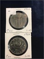 2 different 1984 Canadian Dollars