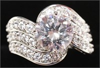 Ladies Sterling Silver White Sappire Estate Ring