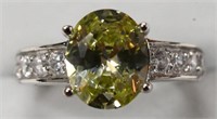 Ladies Sterling Silver Yellow Topaz Ring