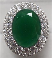 Ladies Sterling Silver 6 Ct. Emerald Estate Ring