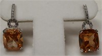 Ladies Sterling Silver 5.88 Ct. Morganite Earrings