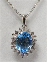 Ladies Sterling Silver 1.35 Ct Blue Topaz Necklace