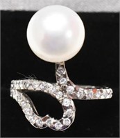 Ladies Sterling Silver Pearl Estate Ring