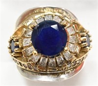 Ladies Sterling Silver Round Sapphire Ring