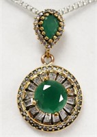 Ladies Sterling 5.40 Ct. Emerald Estate Necklace