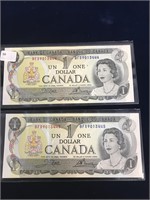 2 1973 Canadian Dollars in Sequence