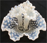 FENTON SILVER CREST WHITE OPALESCENT 3 HORN