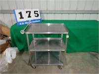 STAINLESS SLED ROLL AROUND CART 18X27X33