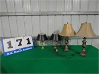 2 LAMPS WITH 3 BULBS , 2 TABLE LAMPS
