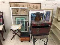 Misc selection of prints, chair, window, box +