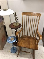 Vintage 4pc lot, Rocking chair, Mid century lamp +