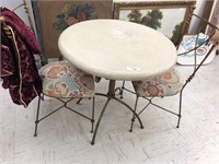 Iron breakfast table w/ composite top & chairs