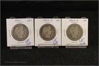 (3) Barber Half Dollars: