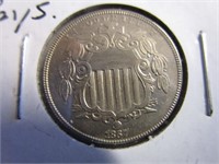 1867 Shield Nickel with rays