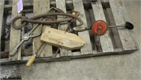 (2) Vintage Hand Drills, Jorgensen Wooden Clamp &