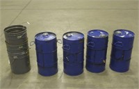 (4) 8-Gal Steel Barrels & (3) Steel Buckets