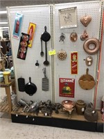 Entire contents hanging pans, signs, cast iron