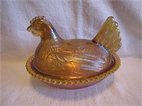 Indiana Carnival Glass Hen on Nest 7" x 5&1/2"