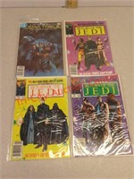 4 Star Wars and Star Trek comic books in plastic