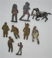 9 pcs. Antique Metal Toy Soldiers