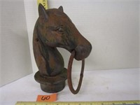 Cast iron horse head for a hitching post
